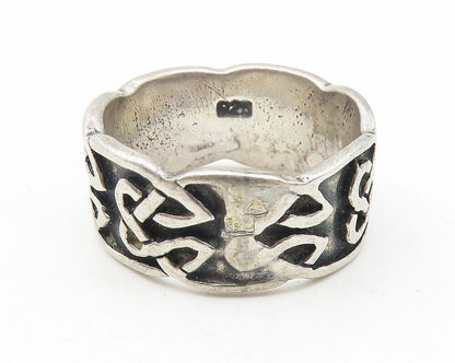 925 Sterling Silver  Vintage Oxidized Celtic Knot Band Ring Sz 8  RG11102