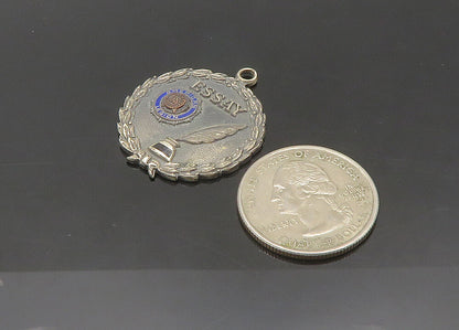 925 Sterling Silver  Vintage Antique American Legion Enamel Pendant  PT16324