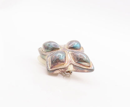 925 Sterling Silver Vintage Earrings PAT AIRESS Puffed 4 Petal Flower  EG13128