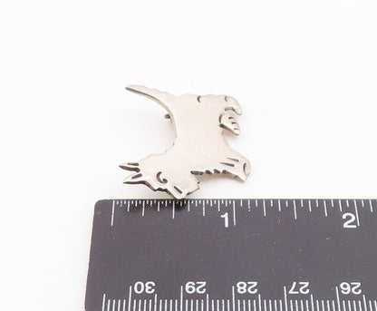 MEXICO 925 Sterling Silver  Vintage Shiny Terrier Dog Motif Brooch Pin  BP3378