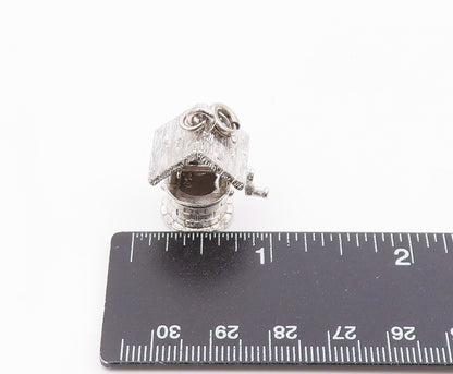 925 Sterling Silver  Vintage Shiny Water Well Etched Detail Pendant  PT15236