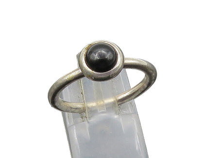 PANDORA 925 Silver   Vintage Cabochon Black Onyx Solitaire Ring Sz 8  RG23041