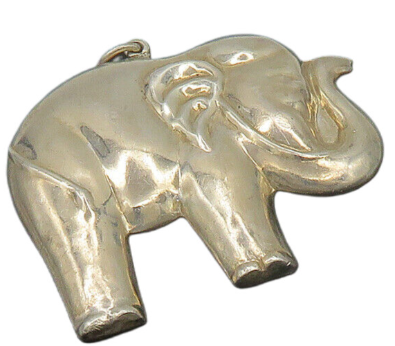 925 Sterling Silver  Vintage Shiny Hollow Elephant Motif Pendant  PT15226