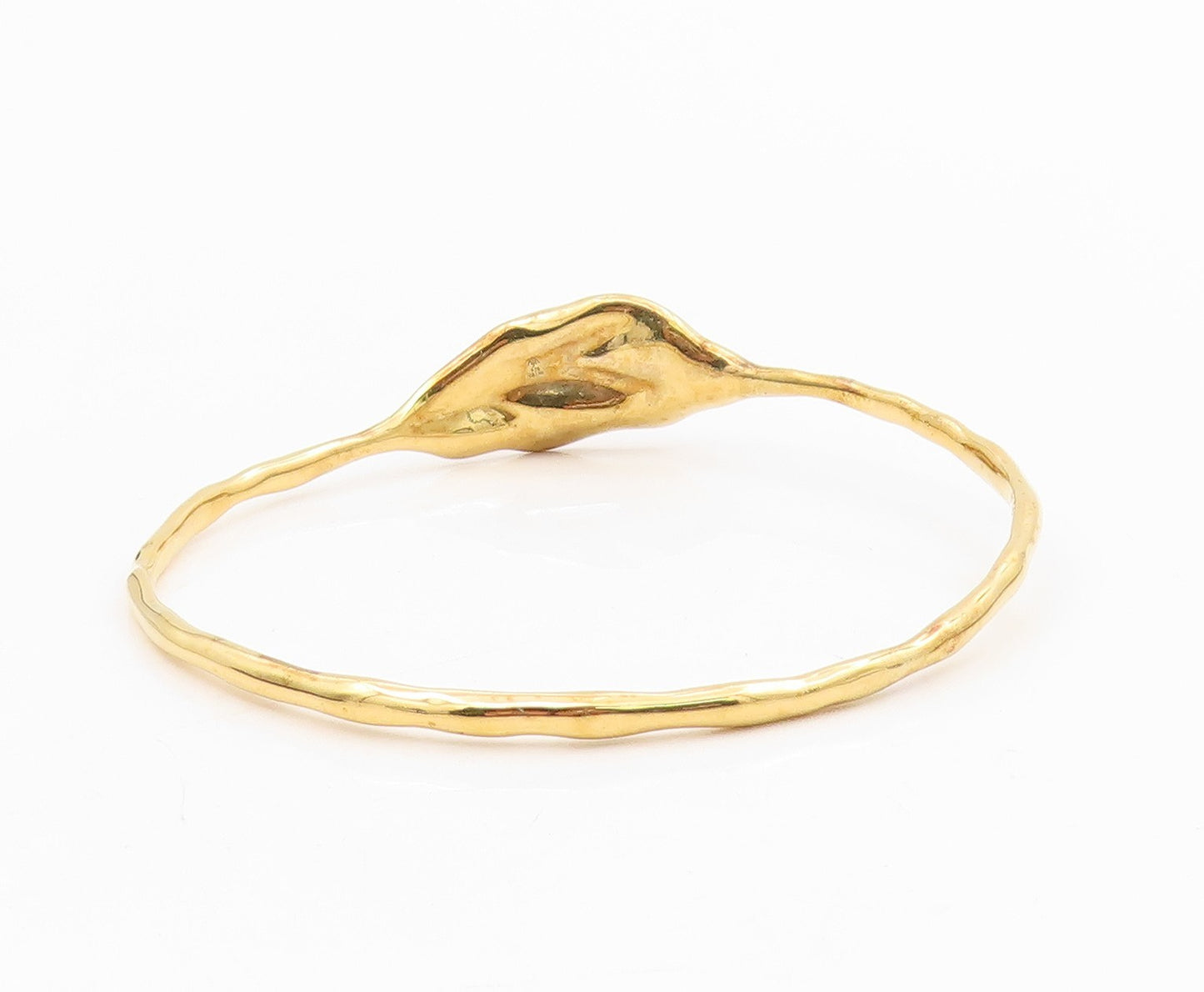 925 Sterling Silver Vintage Bracelet Gold Plated Abstract Leaf Bangle  BT11596