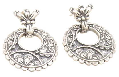 925 Sterling Silver Vintage Earrings CAROLYN POLLACK Floral Scrollwork  EG13959