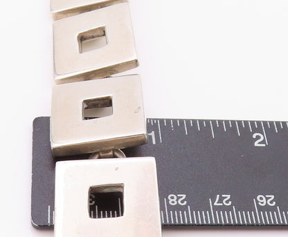 925 Sterling Silver Vintage Bracelet Large Open Square Toggle Lock  BT11275