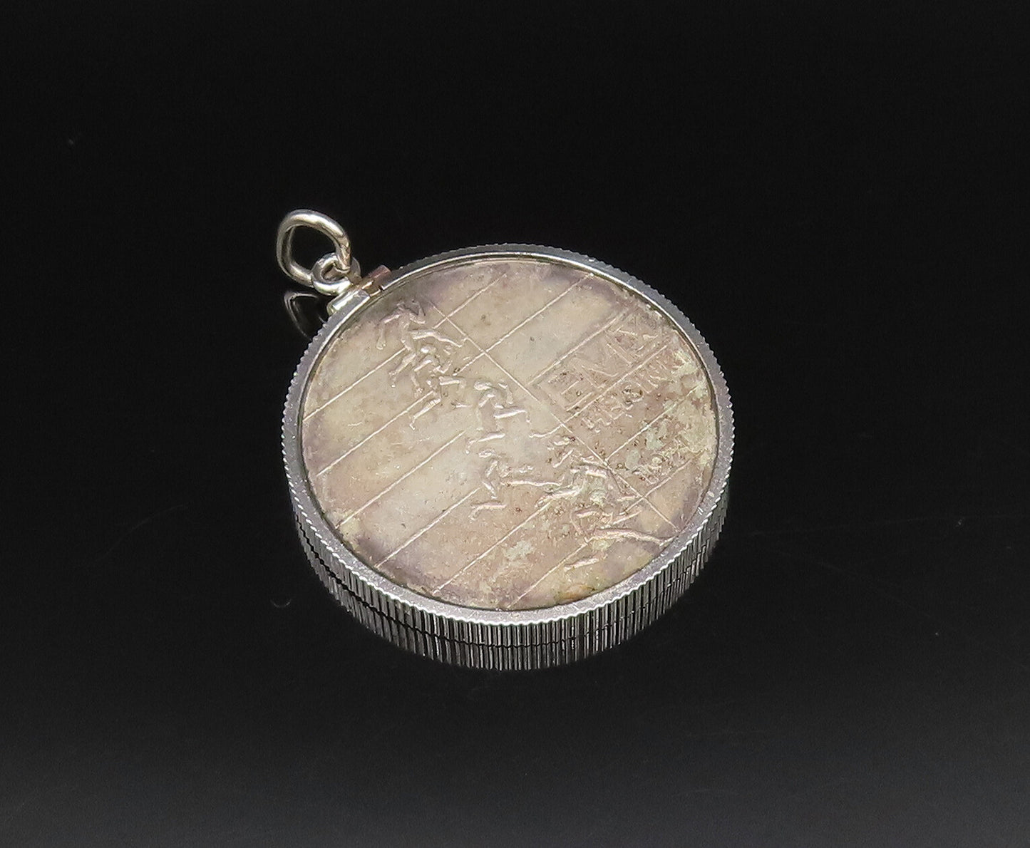 925 Sterling Silver  Vintage Double Sided Suomi Finland Coin Pendant  PT21653