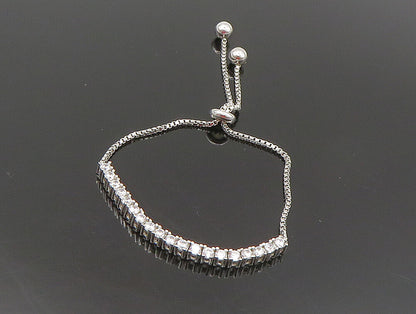 925 Silver  White Cubic Zirconia Adjustable Child Box Chain Bracelet  BT1002