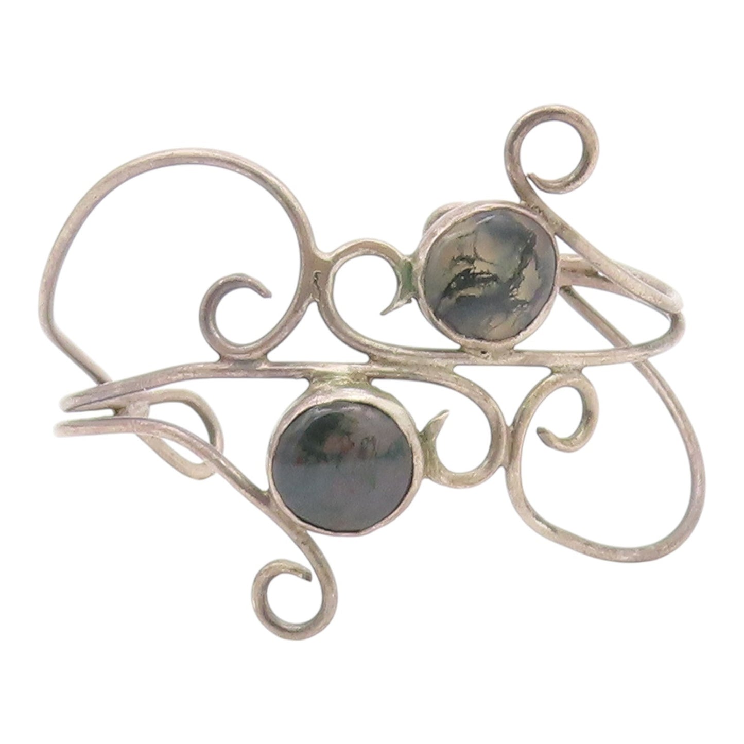 925 Sterling Silver  Vintage Rutilated Quartz Swirl Cuff Bracelet  BT8770