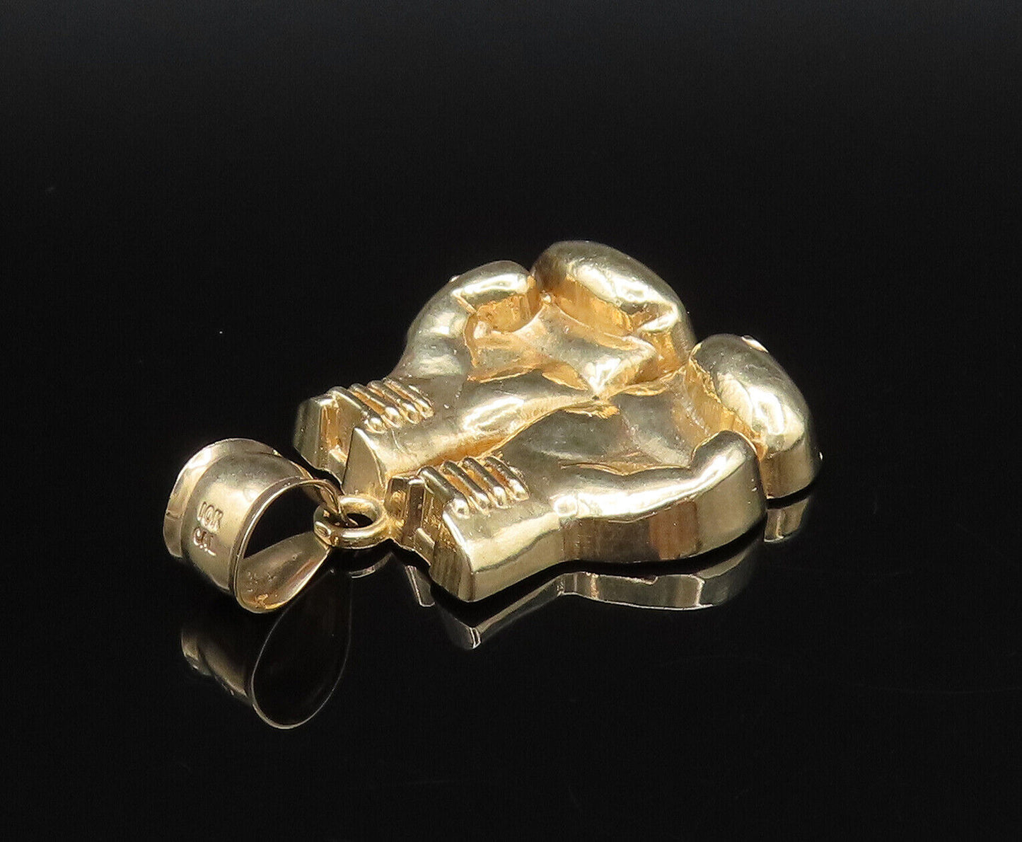 10K GOLD  Vintage Carved Pair Of Boxing Gloves Pendant  GP566