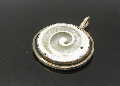 DESIGNER 925 Sterling Silver  Vintage Enamel Spiral Round Pendant  PT18364