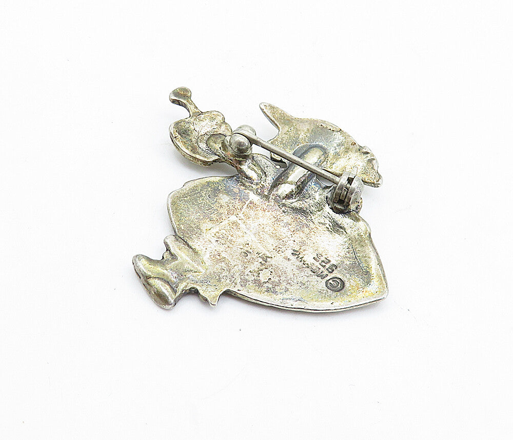 925 Sterling Silver  Vintage Antique Girl With Watering Can Brooch Pin  BP2560
