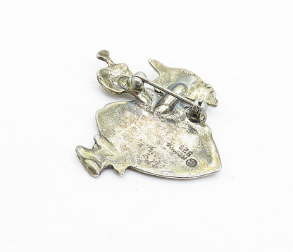 925 Sterling Silver  Vintage Antique Girl With Watering Can Brooch Pin  BP2560