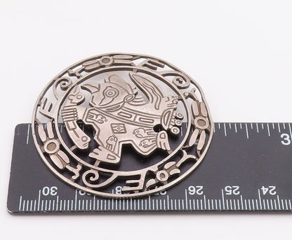 925 Sterling Silver  Vintage Bird Warrior Etched Detail Brooch Pin  BP5718