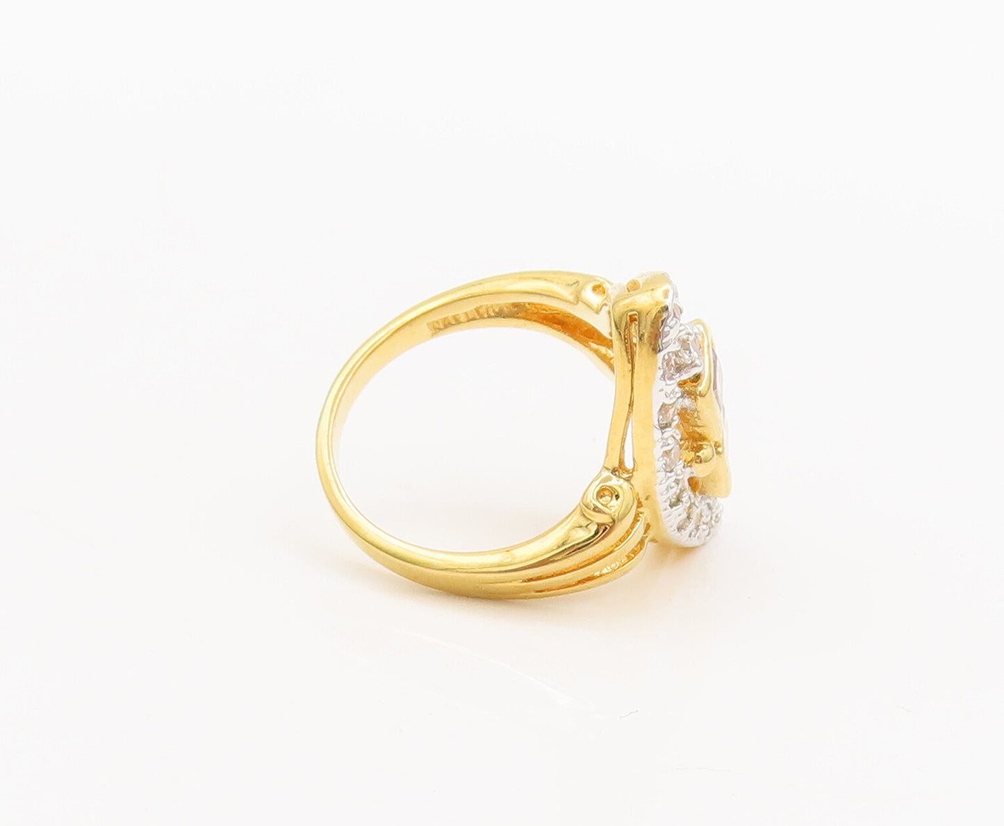 925 Silver  Vintage Two Tone Topaz Marquise Shaped Ring Sz 5.25  RG26755