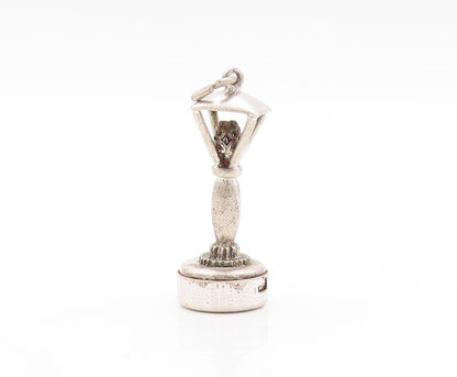 925 Sterling Silver Vintage Pendant DANCRAFT Carved Street Light Charm  PT23591