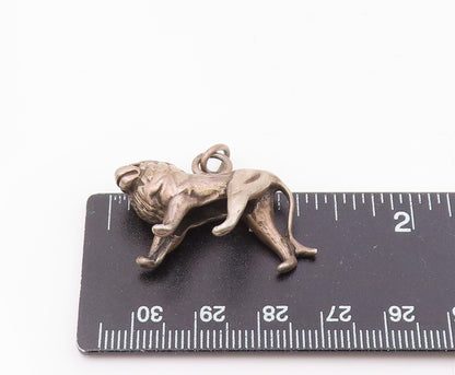 925 Sterling Silver  Vintage Sculptural Standing Lion Pendant  PT21371