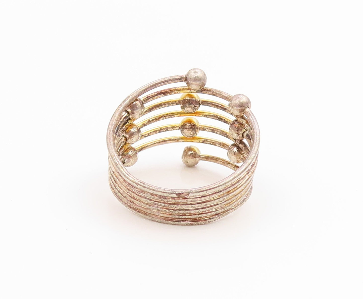 925 Sterling Silver Vintage Ring Multi Layered Sphere Coil Band  Sz 6.5  RG36108