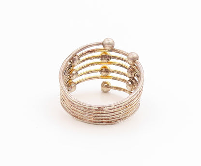 925 Sterling Silver Vintage Ring Multi Layered Sphere Coil Band  Sz 6.5  RG36108