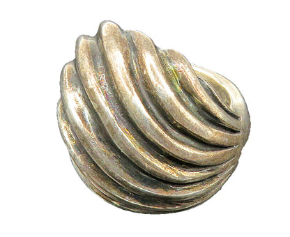 925 Sterling Silver  Vintage Dark Tone Fluted Dome Band Ring Sz 6  RG22327