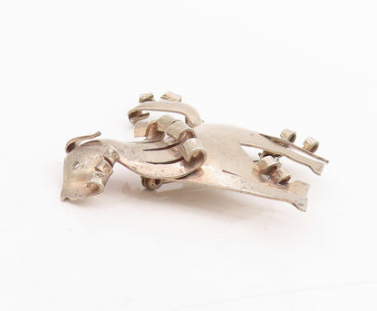 925 Sterling Silver Vintage Brooch Designer Cutout Swirled Hair Dog  BP11483