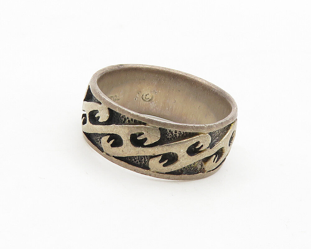 PETER STONE 925 Sterling Silver  Vintage Raised Pattern Band Ring Sz 9 RG17703