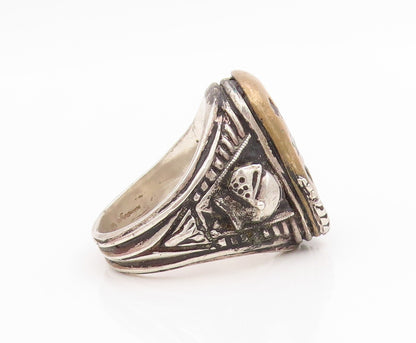 925 Sterling Silver Vintage Ring Heraldic Lion Rampant Shield  Sz 10  RG34402