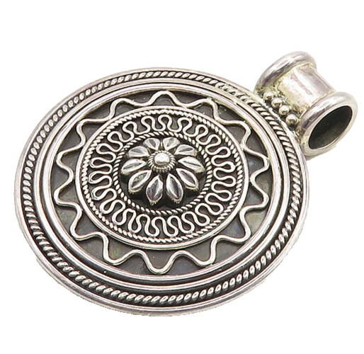 DOUG PAULUS 925 Silver  Vintage Flower Swirl Twist Pattern Pendant  PT15461