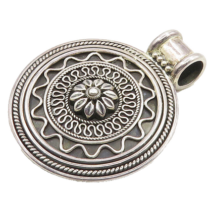 DOUG PAULUS 925 Silver  Vintage Flower Swirl Twist Pattern Pendant  PT15461