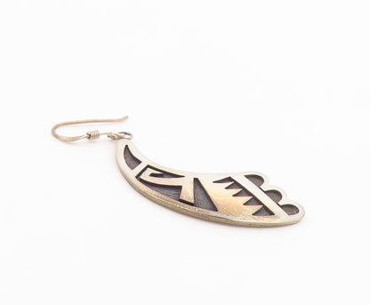925 Sterling Silver Vintage Earrings SOUTHWESTERN Storyteller Dangle  EG14483