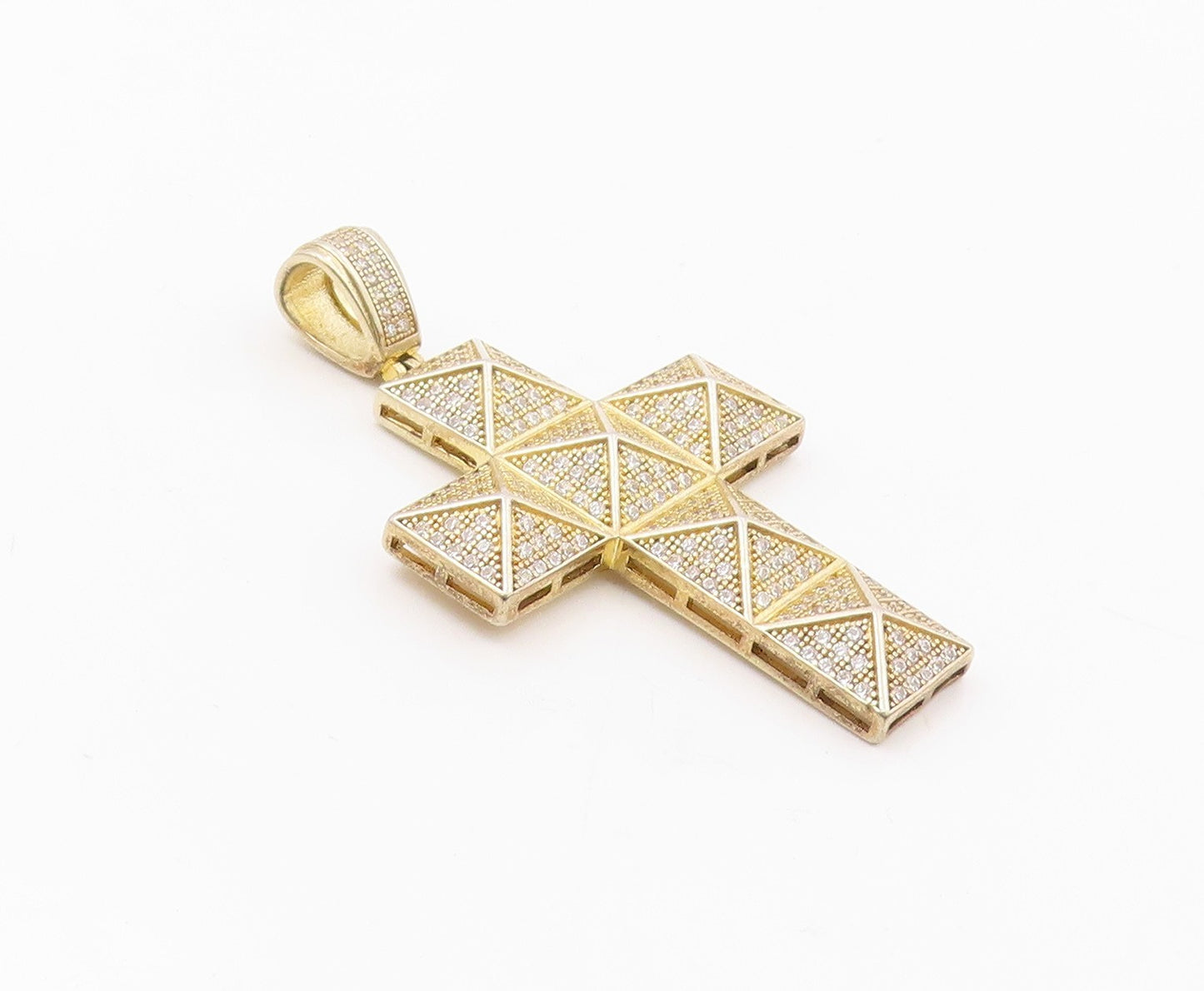 925 Sterling Silver  Vintage Cubic Zirconia Religious Cross Pendant  PT18899