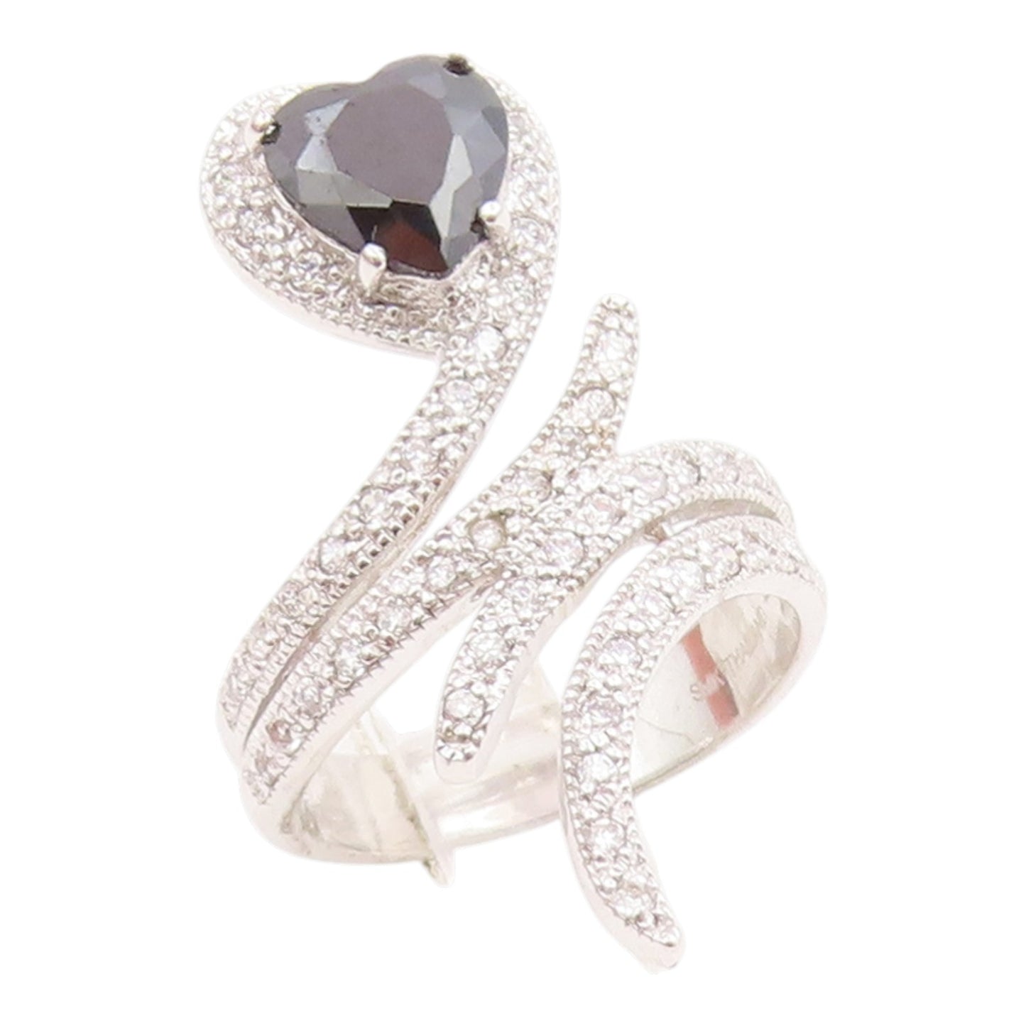 925 Sterling Silver Vintage Ring Sapphire & Topaz Love Heart Bypass Sz 7 RG35663