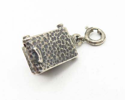 925 Sterling Silver  Vintage Dark Tone Hammered Pyramid Design Pendant  PT8883