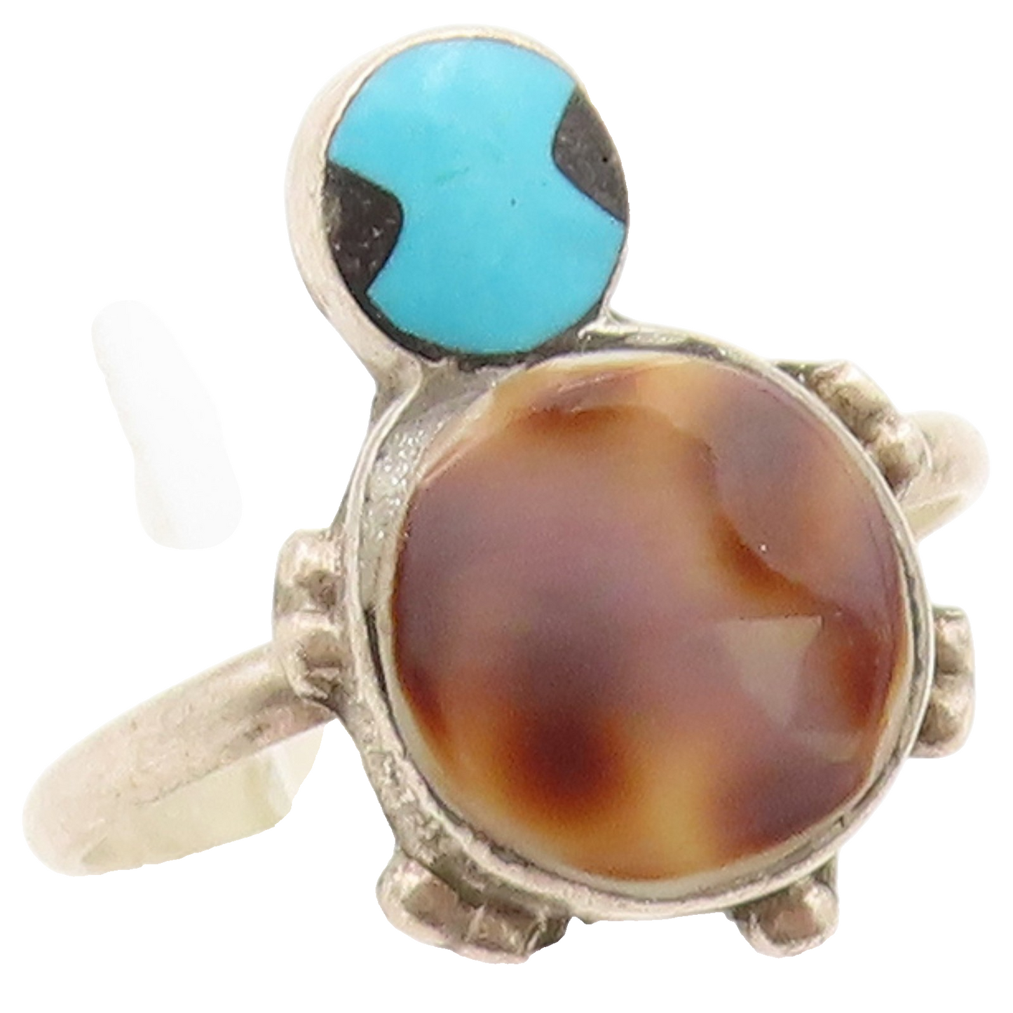 925 Sterling Silver Vintage Ring SOUTHWESTERN Turquoise Turtle  Sz 8.5  RG36617