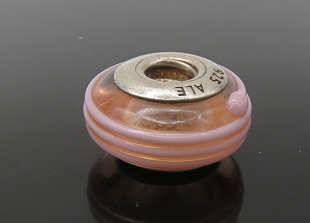 PANDORA 925 Sterling Silver  Vintage Pink Enamel Round Slide Pendant  PT18437