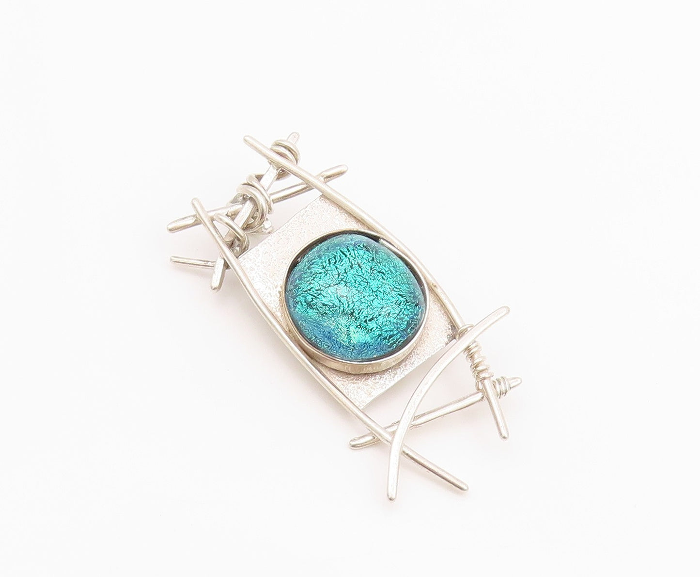 925 Sterling Silver Vintage Brooch EUE Brutalist Glittery  Gemstone  BP11652