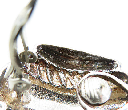 925 Sterling Silver  Vintage Shiny Fluted Design Non Pierce Earrings  EG2407