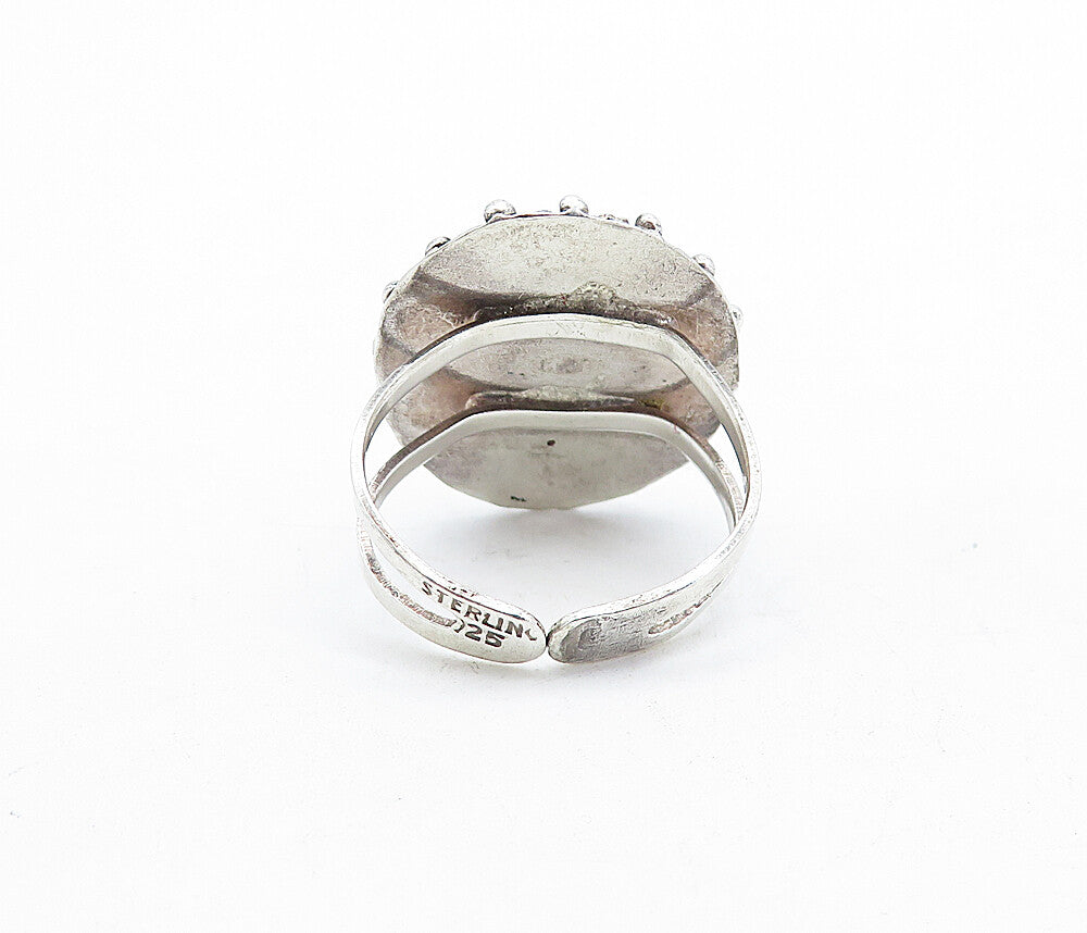 925 Sterling Silver  Vintage Cabochon Cut Jasper Cocktail Ring Sz 8  RG5167