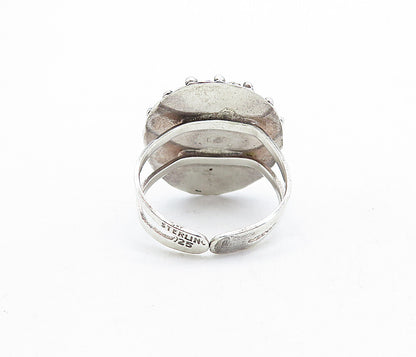 925 Sterling Silver  Vintage Cabochon Cut Jasper Cocktail Ring Sz 8  RG5167
