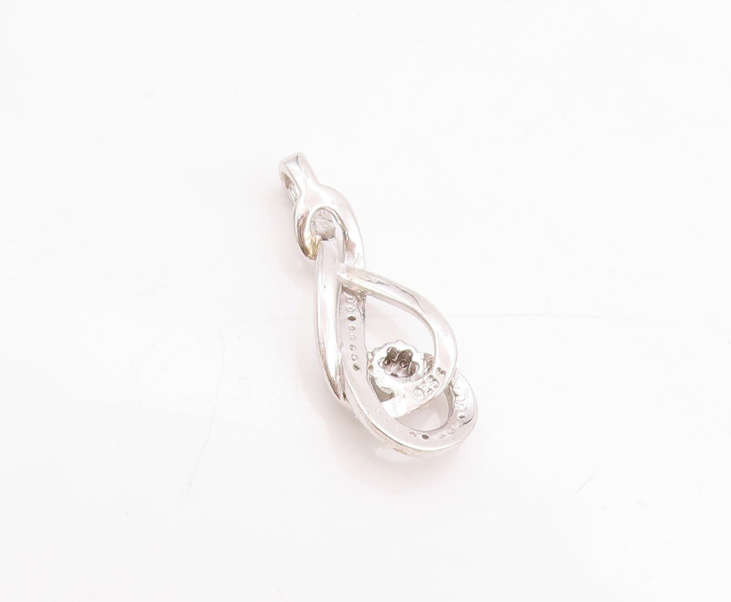 925 Sterling Silver Vintage Pendant Real Diamonds Floral Musical Note  PT24660
