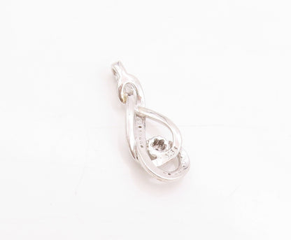 925 Sterling Silver Vintage Pendant Real Diamonds Floral Musical Note  PT24660
