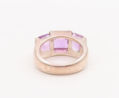 925 Sterling Silver Vintage Ring Square Cutout Inlay Amethyst  Sz 7  RG28774