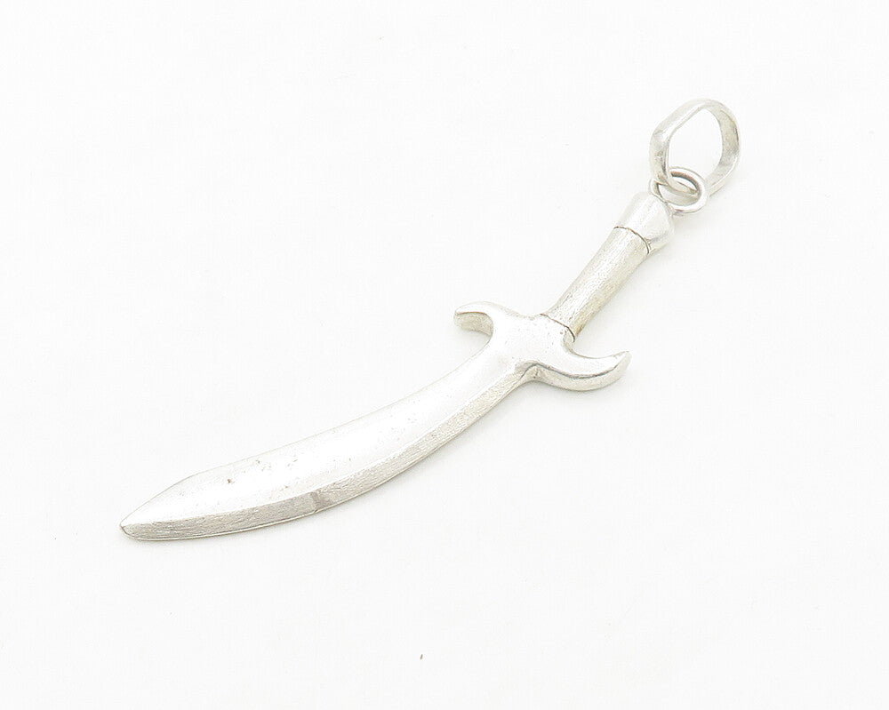 925 Sterling Silver  Vintage Shiny Dagger Sword Motif Smooth Pendant  PT15249