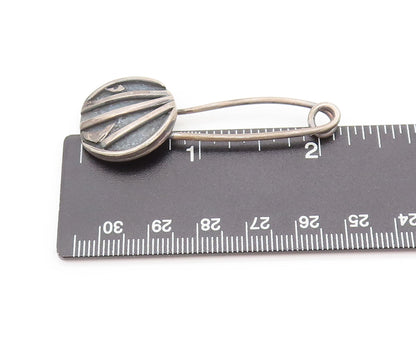 925 Sterling Silver  Vintage Modernist Circular Carved Brooch Pin  TR3527