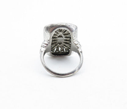 925 Sterling Silver  Vintage Sparkling Open Design Cocktail Ring Sz 6  RG6104