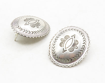 NAVAJO 925 Sterling Silver  Vintage Etched Arrow Pattern Drop Earrings  EG6679