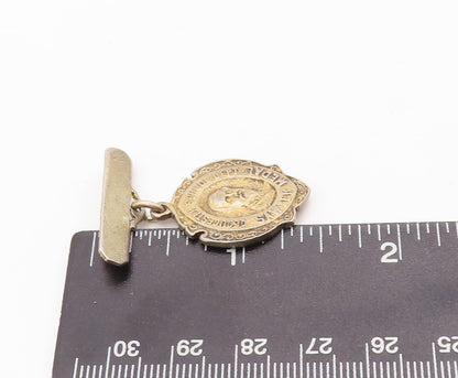925 Sterling Silver Vintage Brooch Pin Gold Plated Dangling Sawyer Medal BP10977