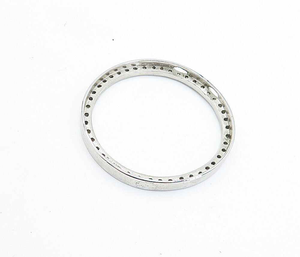 925 Sterling Silver  Sparkling Topaz Circle Minimalist Slide Pendant  PT5334
