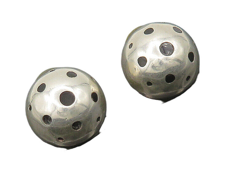 DESIGNER MEXICO 925 Silver  Vintage Black Onyx Spotted Drop Earrings  EG9210