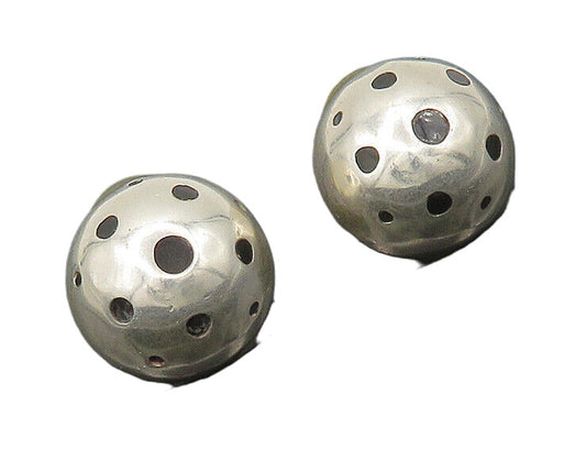 DESIGNER MEXICO 925 Silver  Vintage Black Onyx Spotted Drop Earrings  EG9210